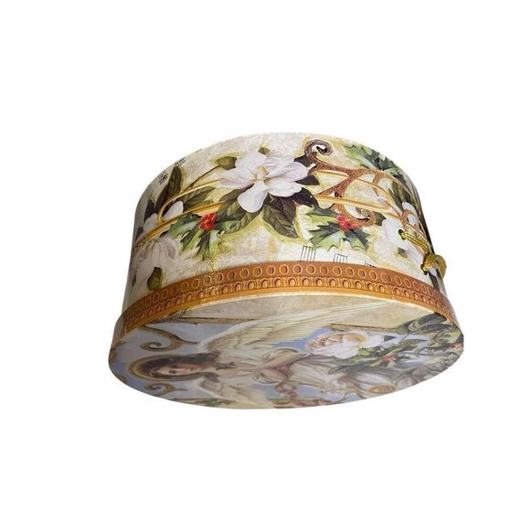 Vintage Christmas Angel Victorian Style Round Gift Hat Box Holiday Decor Xmas - Picture 8 of 10